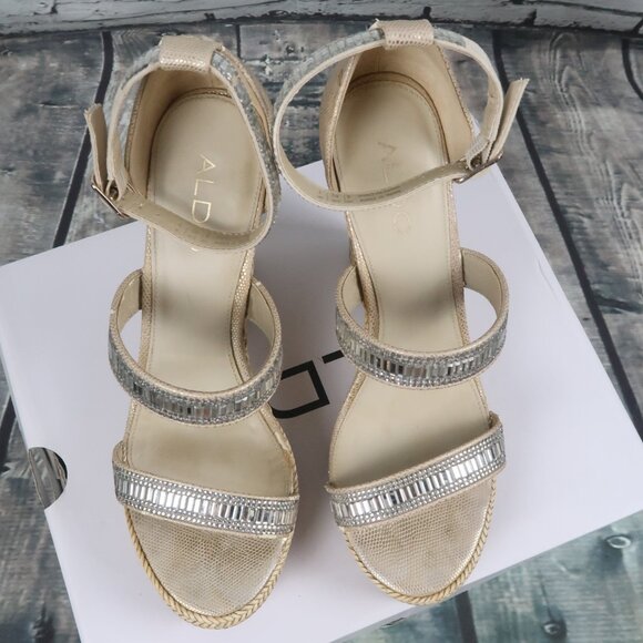 ALDO AFEWIEL WEDGE PLATFORM WITH RHINESTONES SIZE 9 - Picture 4 of 6